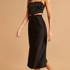 Cutout Satin Midi Dress